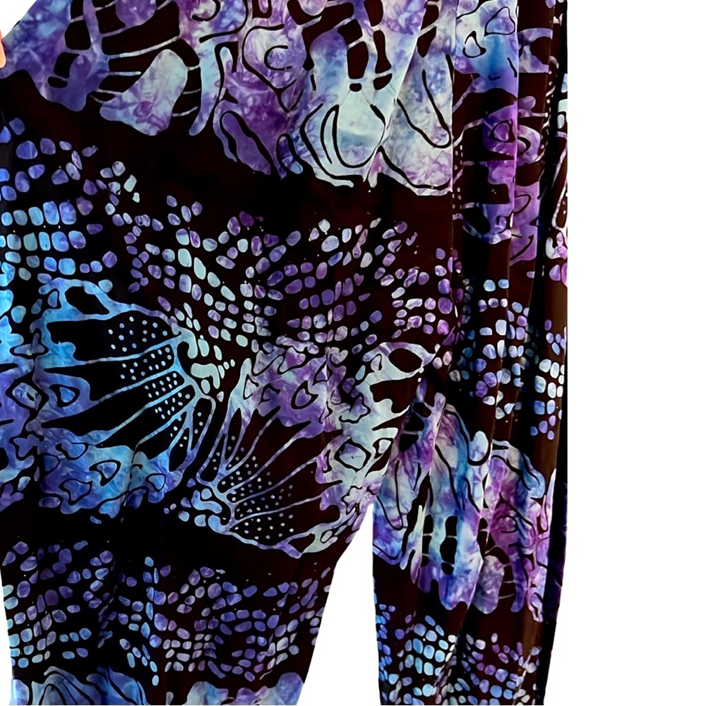 Red’s Threads Vintage 1980’s 100% Rayon Jumpsuit Purple Black Blue Large Retro - Picture 5 of 6